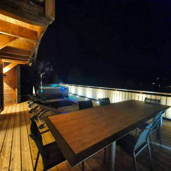 Terrace with deckchair, outdoor furniture