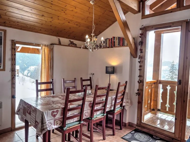 Well lit dining area.