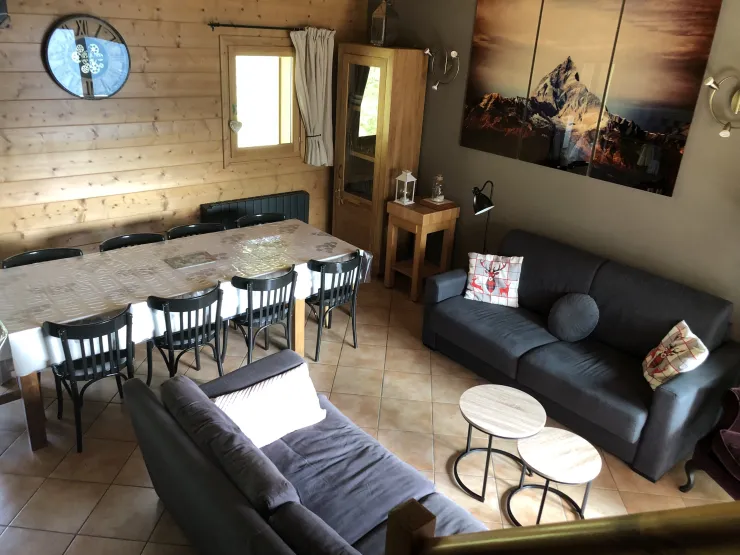 Vue Salon et Salle à manger depuis l'escalier