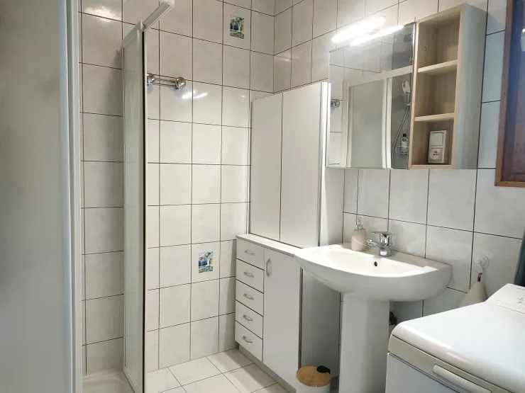 Salle d'eau équipée d'une machine à laver 