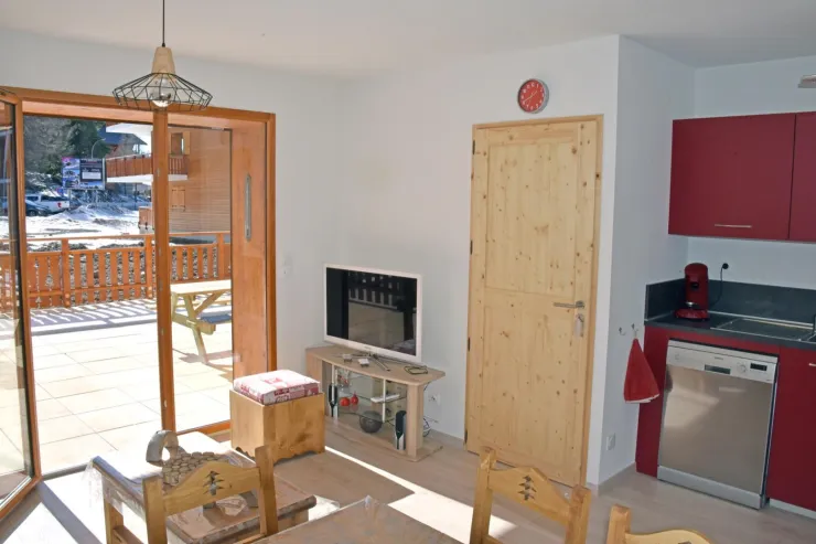 A view towards the bay window opening onto the terrace
