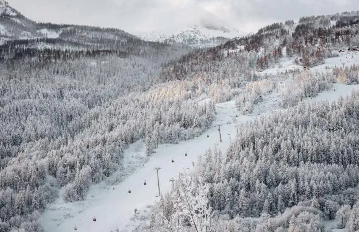 In front of the slopes