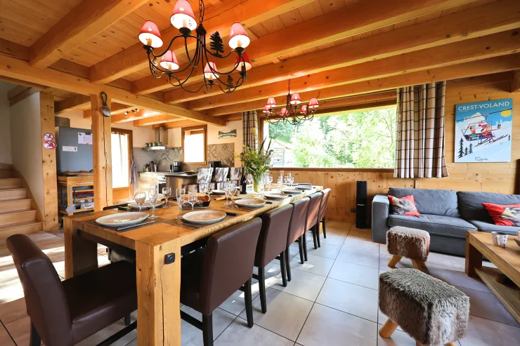 Living room, lounge, dining table, kitchen and billiard table