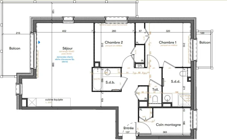 Plan de l'appartement.