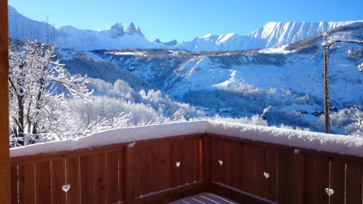 terrace with a magnificient view of the Arves needles