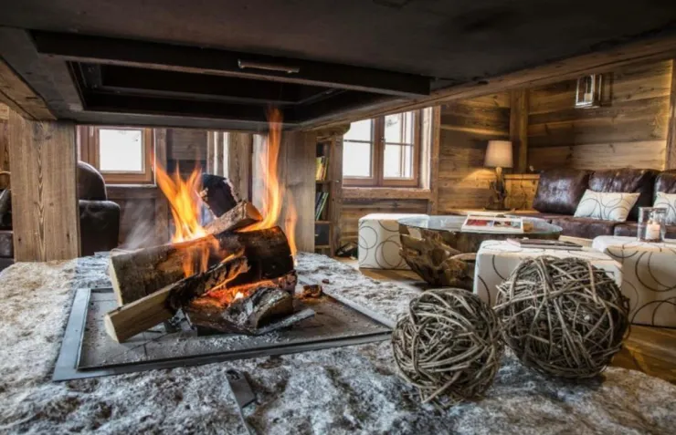 Large central fireplace