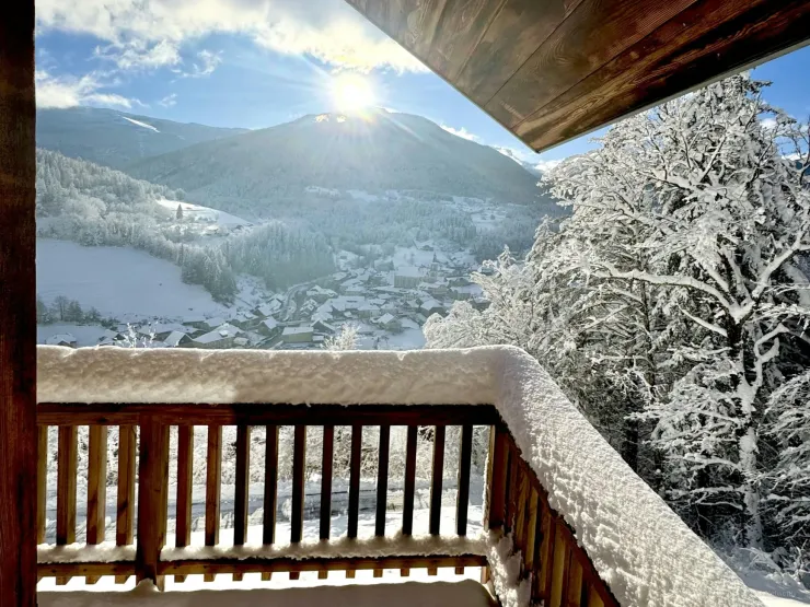 Balcon et vue d'hiver