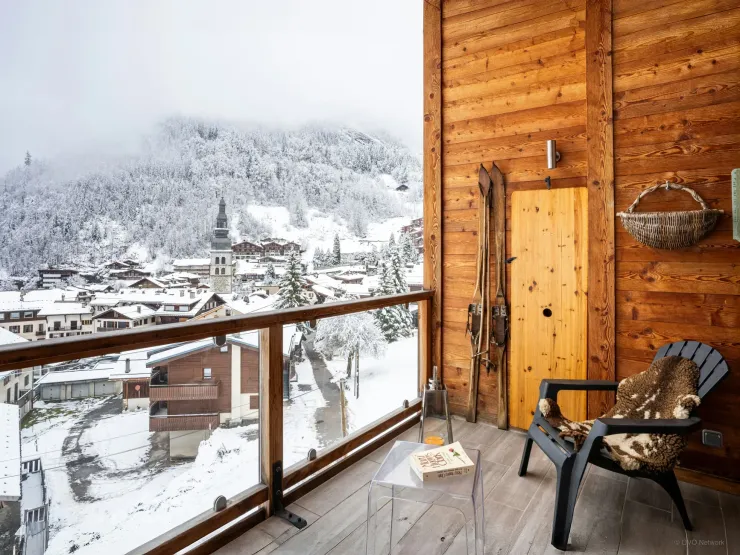 Balcon et vue d'hiver