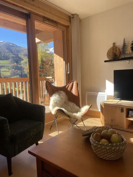 Nice view from the living room. The snow is on the mountain 