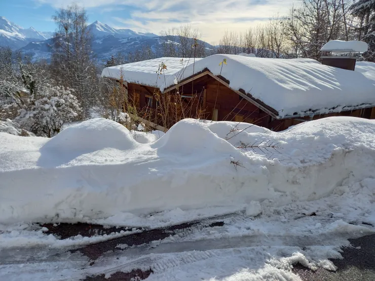 est side of the chalet in winter