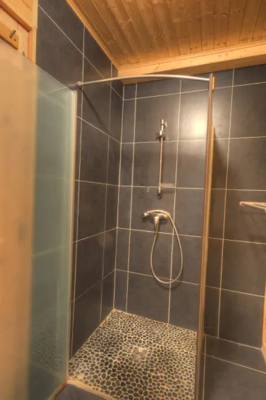 Une douche dans une salle d'eau