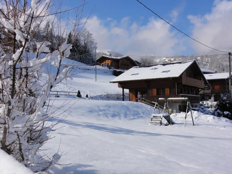 Chalet vu du bout du jardin