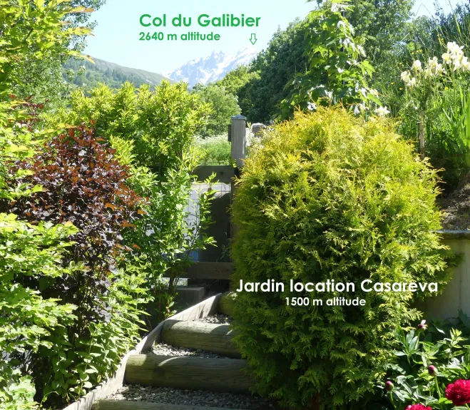extérieur privé clôturé, arboré et aménagé