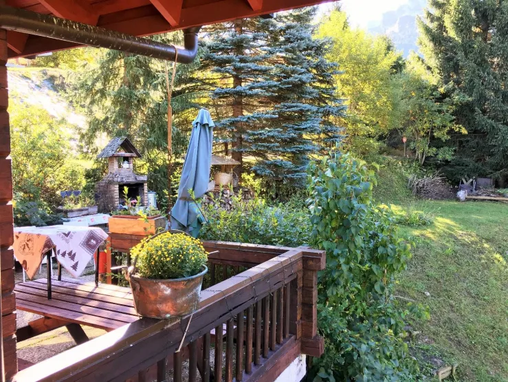 loggia, summer view on the garden