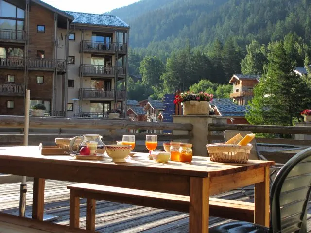 View of the terrace with breakfast