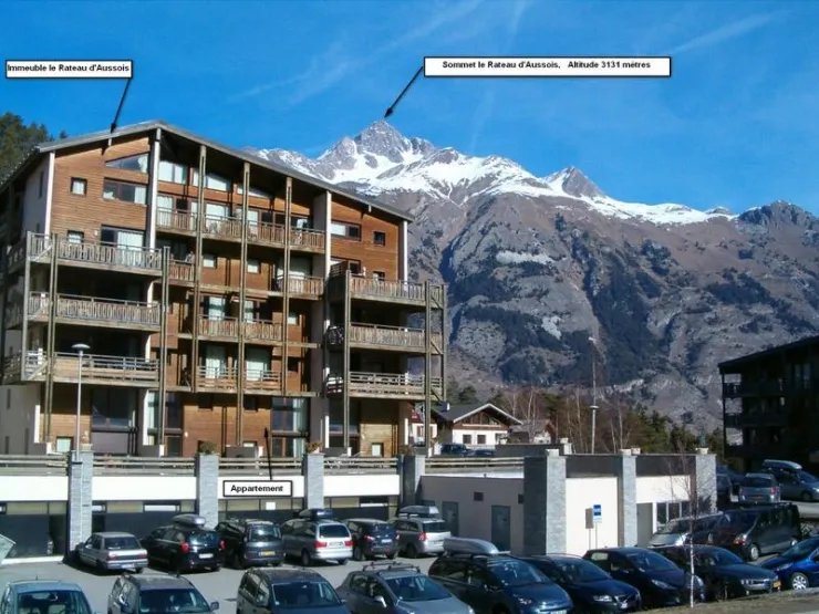 View of our building "Le Rateau" with the position of the terrace of our apartment.