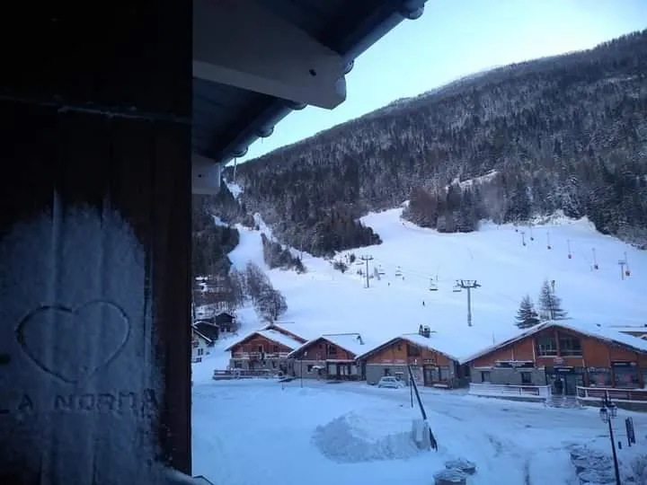 View from the balcony, view of the heart of the pedestrian resort and slopes