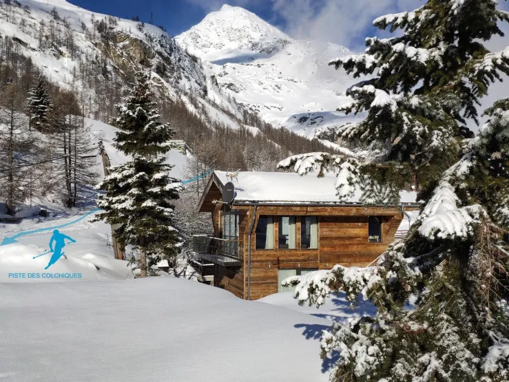 East view on the Chalet and back in station by the Colchique track