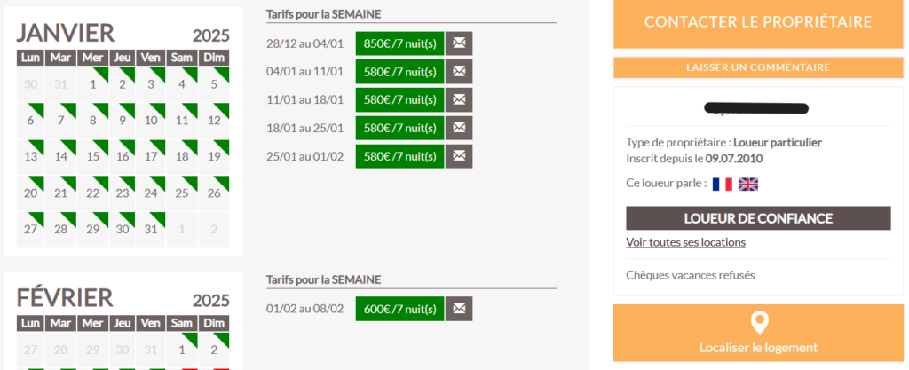 chalet-montagne.com alternative airbnb calendrier réservation